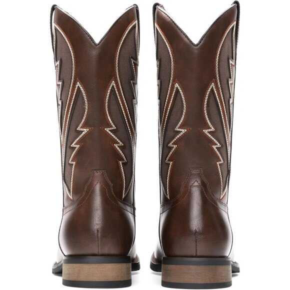 Men\'s Coffee Durable Cowboy Classic Slip On Western Boots With Chic Embroidered main image 4